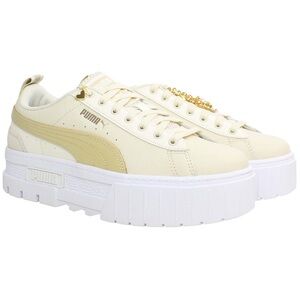 Puma Mayze Women's Cream and Gold Platform Sneakers Size 8